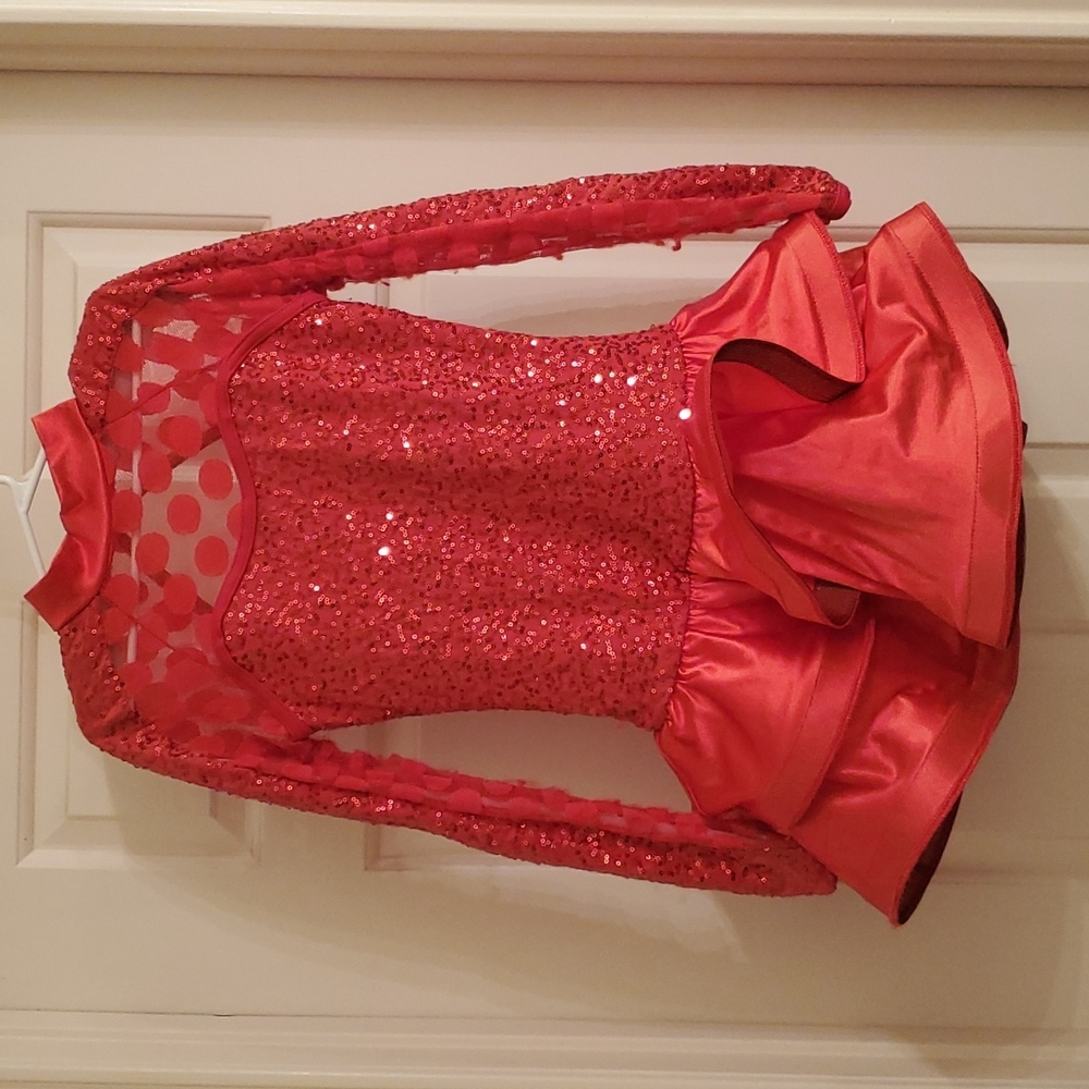 Girls 10/12 unique lacy red glitter costume